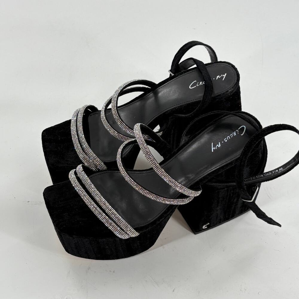 Sam Edelman Circus Mila Platform Heels 8 Black Velvet Jewel NWOT Heels Glam - Picture 7 of 8